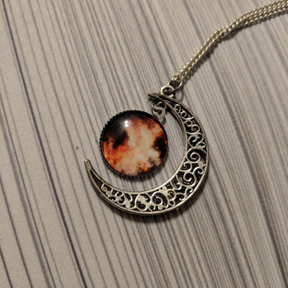 Planet and moon necklace